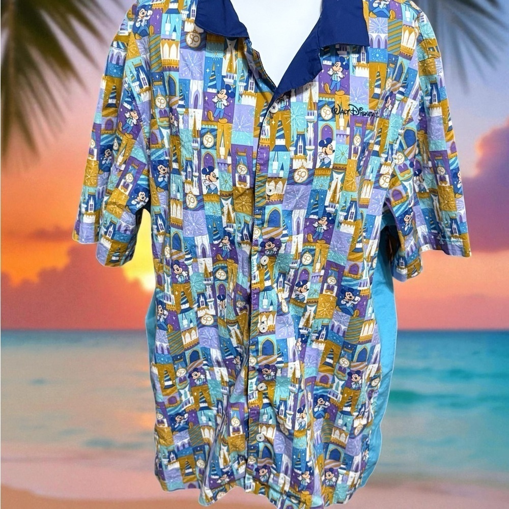 Disney Men's Multicolor Graphic Button Down Shirt